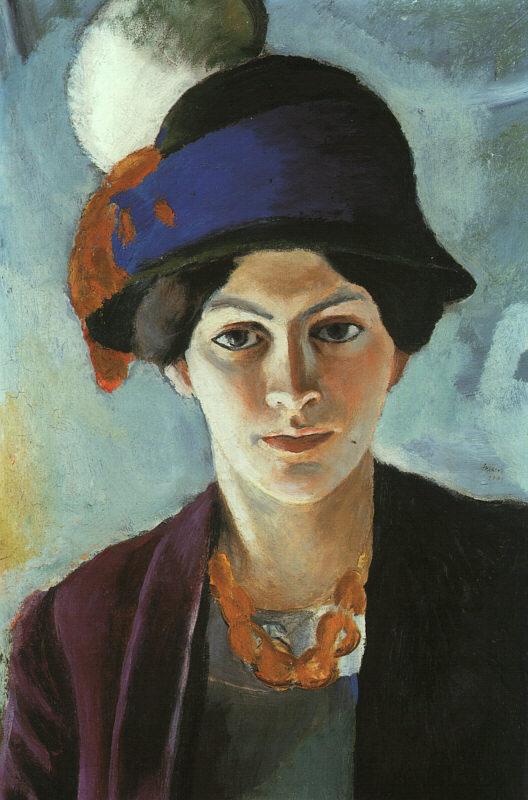 August Macke Portrait of the Artist's Wife Elisabeth with a Hat Sweden oil painting art